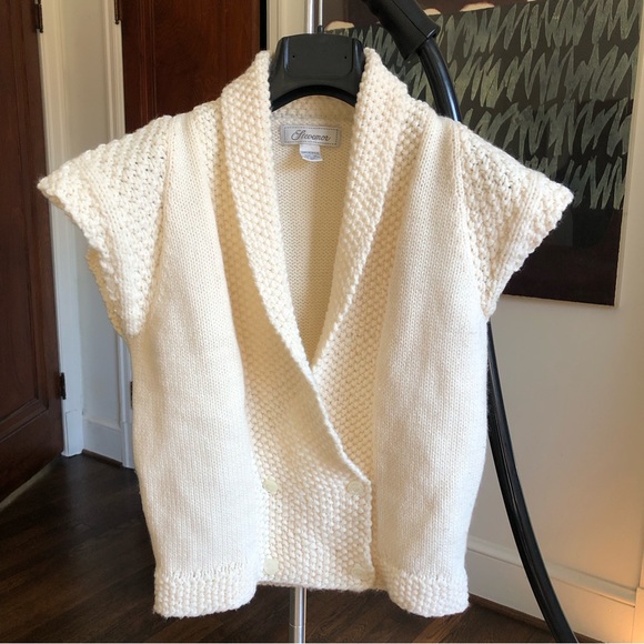 VINTAGE Stevemor Capped Sleeve Knit Top with mini-shawl collar - Picture 7 of 7